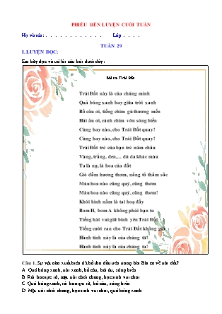 Bài tập ôn tập Tiếng Việt 5 (Chân trời sáng tạo) - Tuần 29
