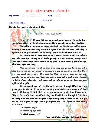 Bài tập ôn tập Tiếng Việt 5 (Chân trời sáng tạo) - Tuần 30