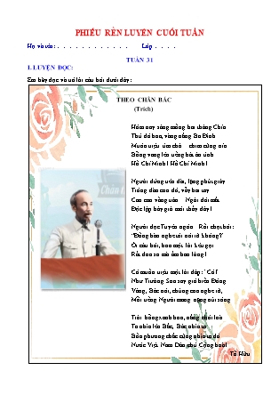 Bài tập ôn tập Tiếng Việt 5 (Chân trời sáng tạo) - Tuần 31