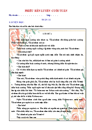 Bài tập ôn tập Tiếng Việt 5 (Chân trời sáng tạo) - Tuần 32