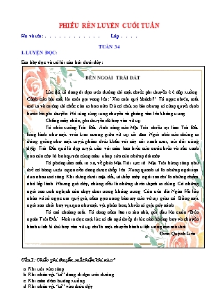 Bài tập ôn tập Tiếng Việt 5 (Chân trời sáng tạo) - Tuần 34