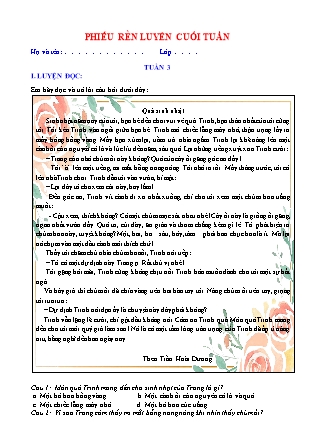 Bài tập ôn tập Tiếng Việt 5 (Chân trời sáng tạo) - Tuần 3