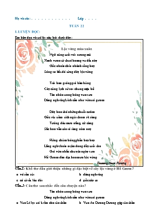 Bài tập ôn tập Tiếng Việt Lớp 5 (Chân trời sáng tạo) - Tuần 22