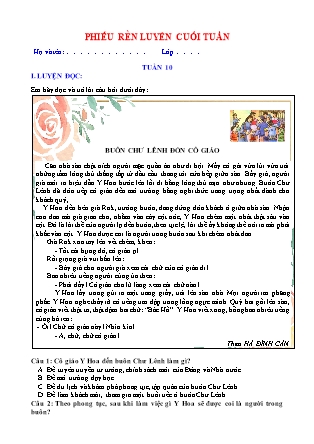 Bài tập ôn tập Tiếng Việt Lớp 5 - Tuần 10