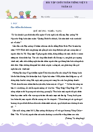 Bài tập ôn tập Tiếng Việt Lớp 5 - Tuần 13