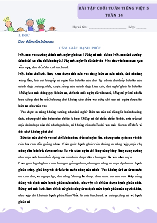 Bài tập ôn tập Tiếng Việt Lớp 5 - Tuần 14