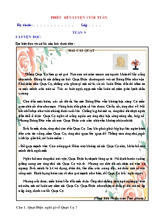 Bài tập ôn tập Tiếng Việt Lớp 5 - Tuần 9