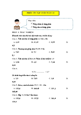 Bài tập ôn tập Toán Lớp 5 (Kết nối tri thức) - Tuần 10