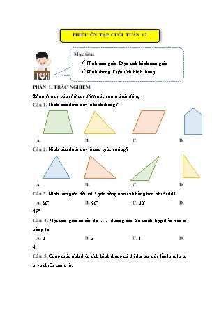 Bài tập ôn tập Toán Lớp 5 (Kết nối tri thức) - Tuần 12