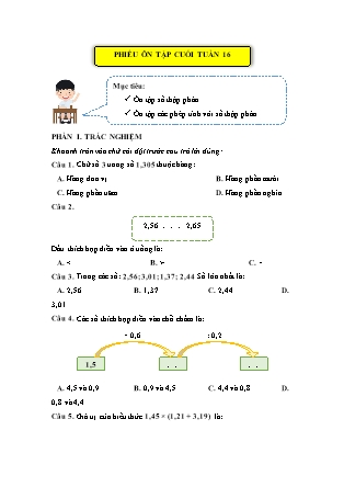 Bài tập ôn tập Toán Lớp 5 (Kết nối tri thức) - Tuần 16