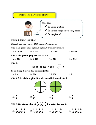 Bài tập ôn tập Toán Lớp 5 (Kết nối tri thức) - Tuần 1