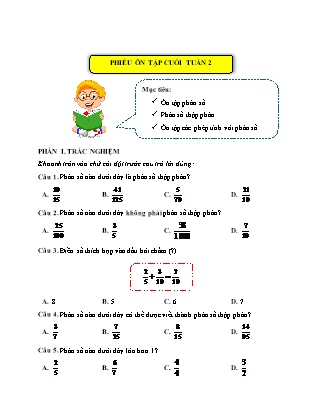 Bài tập ôn tập Toán Lớp 5 (Kết nối tri thức) - Tuần 2