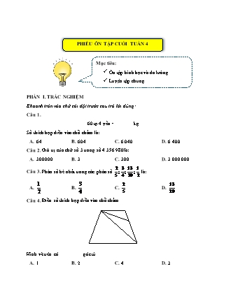 Bài tập ôn tập Toán Lớp 5 (Kết nối tri thức) - Tuần 4