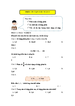 Bài tập ôn tập Toán Lớp 5 (Kết nối tri thức) - Tuần 5