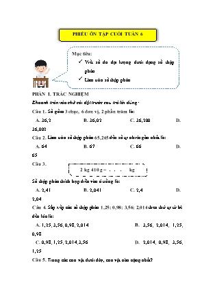 Bài tập ôn tập Toán Lớp 5 (Kết nối tri thức) - Tuần 6