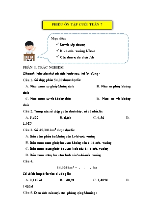 Bài tập ôn tập Toán Lớp 5 (Kết nối tri thức) - Tuần 7