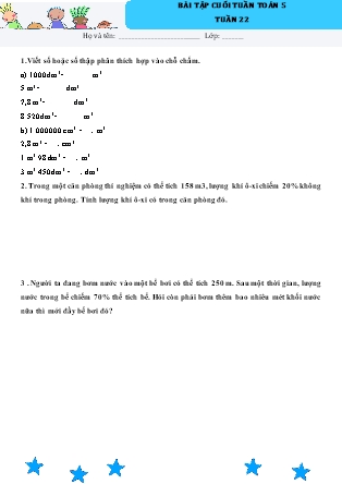 Bài tập ôn tập Toán Lớp 5 - Tuần 23