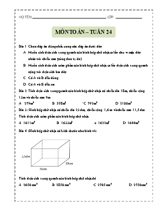 Bài tập ôn tập Toán Lớp 5 - Tuần 24