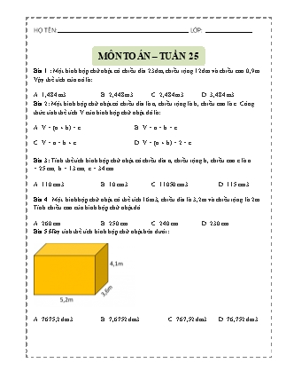 Bài tập ôn tập Toán Lớp 5 - Tuần 25