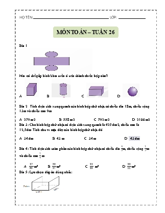 Bài tập ôn tập Toán Lớp 5 - Tuần 26