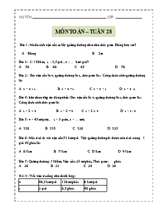 Bài tập ôn tập Toán Lớp 5 - Tuần 28