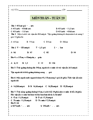Bài tập ôn tập Toán Lớp 5 - Tuần 29