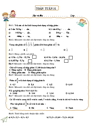Bài tập ôn tập Toán Lớp 5 - Tuần 31