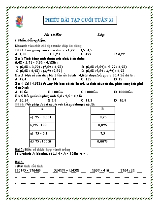 Bài tập ôn tập Toán Lớp 5 - Tuần 32