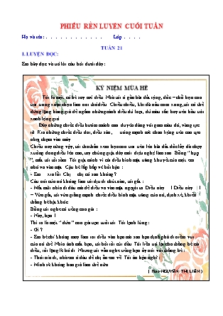 Đề cương ôn tập Tiếng Việt 5 - Tuần 21