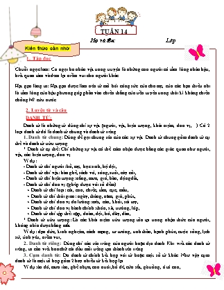 Đề cương ôn tập Tiếng Việt Lớp 5 - Tuần 14