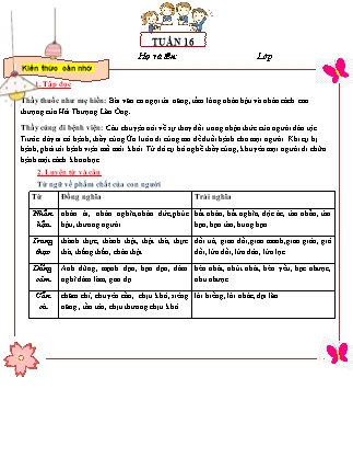 Đề cương ôn tập Tiếng Việt Lớp 5 - Tuần 16