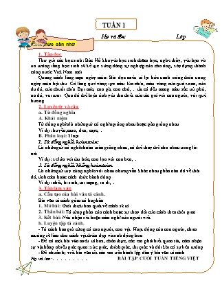 Đề cương ôn tập Tiếng Việt Lớp 5 - Tuần 1