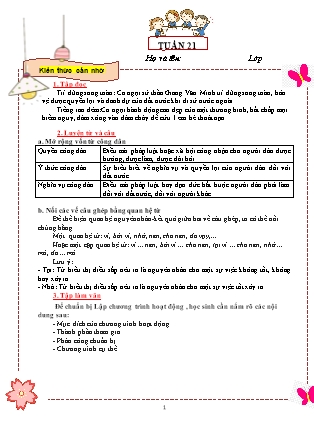 Đề cương ôn tập Tiếng Việt Lớp 5 - Tuần 21