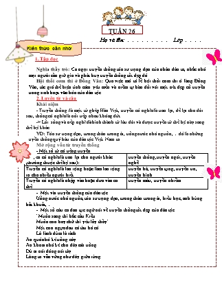 Đề cương ôn tập Tiếng Việt Lớp 5 - Tuần 26