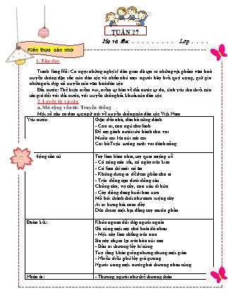 Đề cương ôn tập Tiếng Việt Lớp 5 - Tuần 27