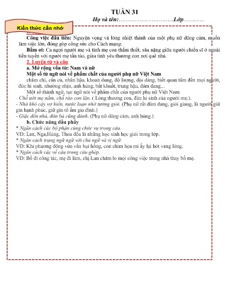 Đề cương ôn tập Tiếng Việt Lớp 5 - Tuần 31