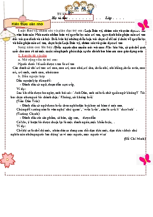 Đề cương ôn tập Tiếng Việt Lớp 5 - Tuần 33