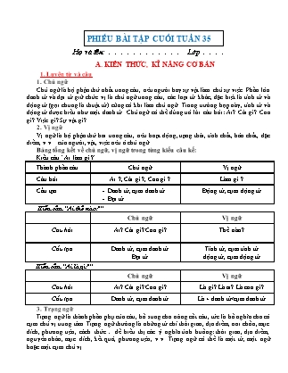 Đề cương ôn tập Tiếng Việt Lớp 5 - Tuần 35