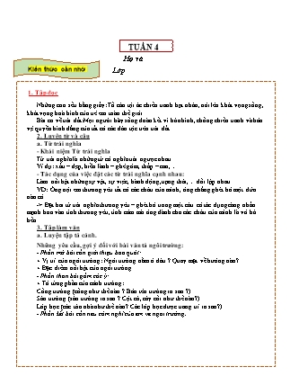 Đề cương ôn tập Tiếng Việt Lớp 5 - Tuần 4