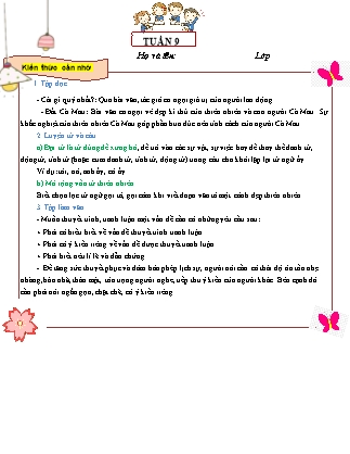 Đề cương ôn tập Tiếng Việt Lớp 5 - Tuần 9