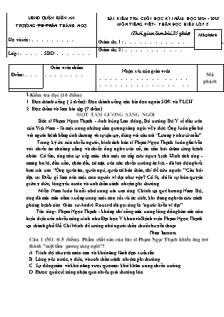 Đề kiểm tra cuối học kì I môn Tiếng Việt 5 - Năm học 2024-2025 - Trường Tiểu học Trần Thành Ngọ (Có đáp án)