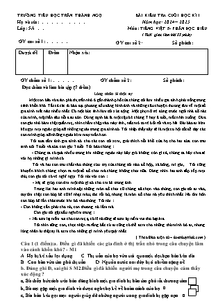 Đề kiểm tra cuối học kì I Tiếng Việt 5 - Năm học 2024-2025 - Trường Tiểu học Trần Thành Ngọ