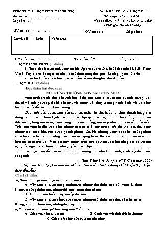 Đề kiểm tra cuối học kì II Tiếng Việt 5 - Năm học 2023-2024 - Trường Tiểu học Trần Thành Ngọ