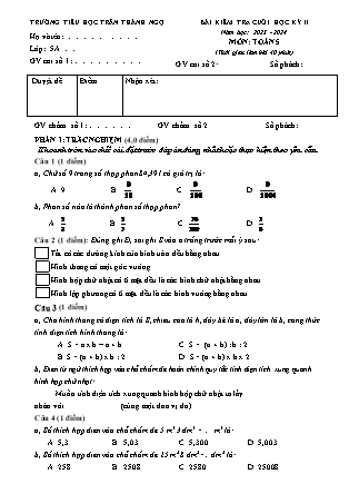 Đề kiểm tra cuối học kì II Toán 5 - Năm học 2023-2024 - Trường Tiểu học Trần Thành Ngọ