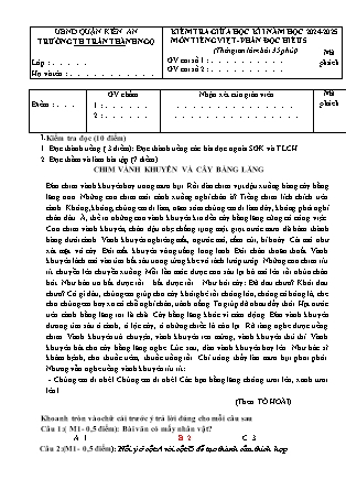 Đề kiểm tra giữa học kì I Tiếng Việt 5 - Năm học 2024-2025 - Trường Tiểu học Trần Thành Ngọ (Có đáp án)