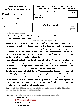 Đề kiểm tra giữa học kì I Tiếng Việt 5 - Năm học 2204-2025 - Trường Tiểu học Trần Thành Ngọ (Có đáp án)