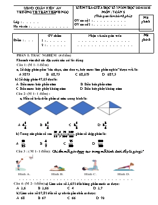 Đề kiểm tra giữa học kì I Toán học 5 - Năm học 2024-2025 - Trường Tiểu học Trần Thành Ngọ (Có đáp án)
