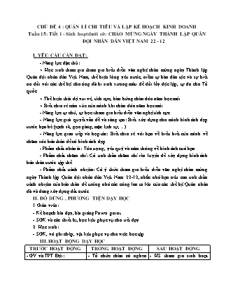 Giáo án Hoạt động trải nghiệm 5 (Kết nối tri thức) - Tuần 15