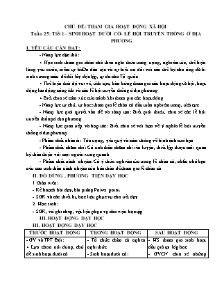 Giáo án Hoạt động trải nghiệm 5 (Kết nối tri thức) - Tuần 25
