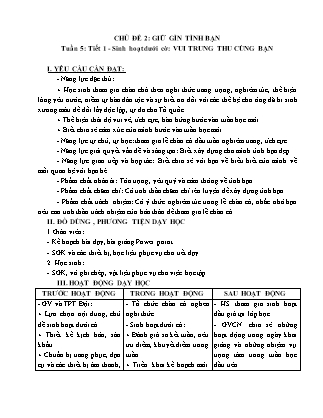 Giáo án Hoạt động trải nghiệm 5 (Kết nối tri thức) - Tuần 5